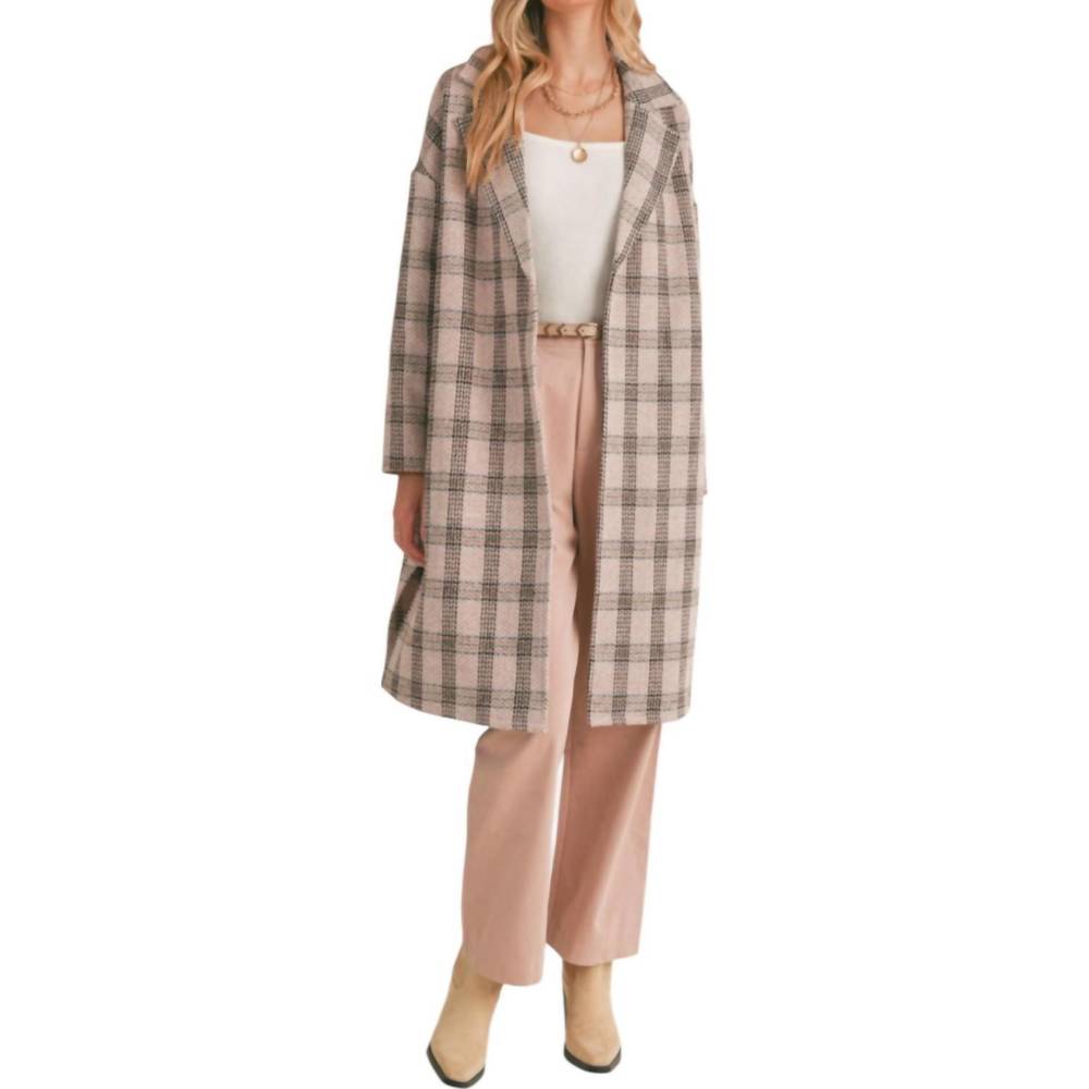 NEW SADIE & SAGE bethany coat in pink plaid